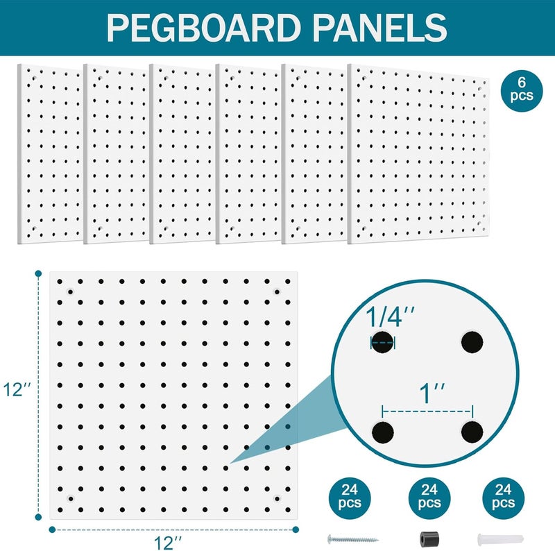 Daanxw Peg Board Kit, Includes Pegboard and Accessories,with Hooks and Bins,Peg Board Wall Organizer for Office,Ornaments Display,Crafts Organization (129, White) - Image 2